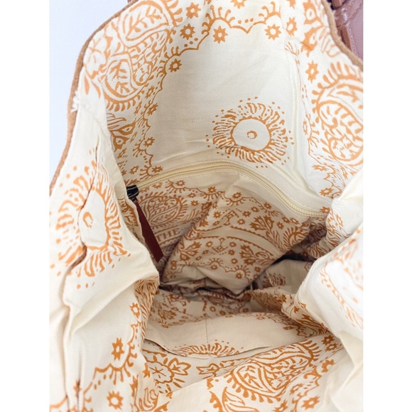 Free People We The Free Outlander Suede Leather Sling Bag, Cognac - Picture 11 of 13